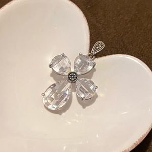 Crystal pendant silver charm necklace charm pendant flower charm bling diamonds